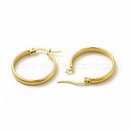 201 Stainless Steel Hoop Earrings with 304 Stainless Steel Pin for Women, Golden, 19x23x2mm, Pin: 0.6x1mm(EJEW-M214-12B-G)