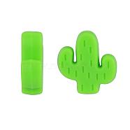 20Pcs Cactus Food Grade Eco-Friendly Silicone Focal Beads, Chewing Beads For Teethers, DIY Nursing Necklaces Making, Lime, 29x23x8mm, Hole: 2mm(JX906E)