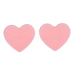 Translucent Cellulose Acetate(Resin) Pendants, Solid Color, Heart, Salmon, 38x41x2mm, Hole: 1.4mm(KY-T040-31F)