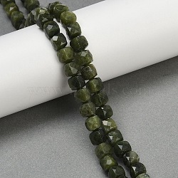 Natural Chinese Southern Jade Beads Strands, Faceted, Cube, 6.5~7.5x6.5~7.5x6.5~7.5mm, Hole: 1mm, about 56pcs/strand, 15.55''(39.5cm)(G-H078-C40-6mm)