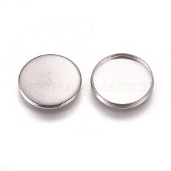 304 Stainless Steel Plain Edge Bezel Cups, Cabochon Settings, Flat Round, Stainless Steel Color, Tray: 16mm, 17.5x2mm(STAS-E460-10P-16mm)