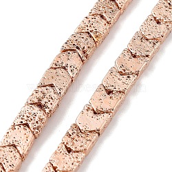 Electroplated Natural Lava Rock Beads Strands, Arrow, Rose Gold Plated, 7~8x6~6.5x2.8mm, Hole: 1mm, about 63pcs/strand, 15.28''(38.8cm)(G-H303-A02-RG02)