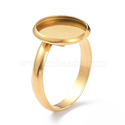 Ion Plating(IP) 304 Stainless Steel Finger Rings Components, Pad Ring Base Findings, Flat Round, Real 18K Gold Plated, Tray: 12mm, 3mm, US Size 7 3/4(17.9mm)(STAS-P291-02B-G)