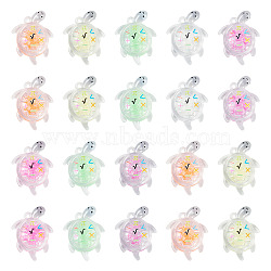 30Pcs Transparent Acrylic and Glitter Powder Pendants, Turtle Charms, Mixed Color, 30~30.5x23x8~8.5mm, Hole: 1.6~1.8mm(TACR-TA0001-91)