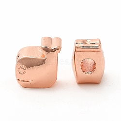 Rack Plating Alloy European Beads, Large Hole Beads, Long-Lasting Plated, Cadmium Free & Lead Free, Fish, Rose Gold, 13x13x9.5mm, Hole: 4mm(FIND-C022-02RG)
