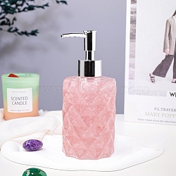 Natural Rose Quartz Dispenser Pump Bottles, Shower Shampoo Cosmetic Emulsion Storage Bottle, Column, 7.5x17cm(PW-WG94675-02)