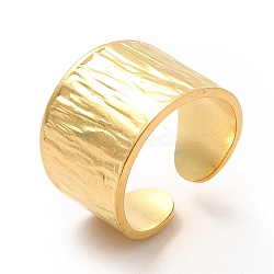 Ion Plating(IP) 304 Stainless Steel Textured Wide Band Open Cuff Ring for Women, Real 18K Gold Plated, US Size 6 1/2(16.9mm), 8~15mm(RJEW-F131-08G)