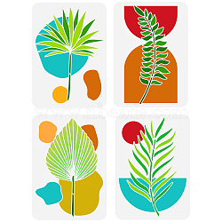 4Pcs 4 Styles PET Hollow Out Drawing Painting Stencils, for DIY Scrapbook, Photo Album, Leaf Pattern, 297x210mm, 1pc/style(DIY-WH0394-0049)