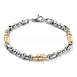 Vacuum Plating 304 Stainless Steel Bicone Link Chain Bracelet, Golden & Stainless Steel Color, 8-7/8 inch(22.5cm)(BJEW-Z023-07P)