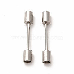 201 Stainless Steel Screw Clasps, Column, For Leather Cord Bracelets Making, Stainless Steel Color, 24x4mm, Inner Diameter: 3mm(STAS-G305-02P)