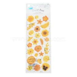 Flower Pattern Epoxy Resin Sticker, for Scrapbooking, Travel Diary Craft, Goldenrod, 200x75mm(DIY-A017-04E)