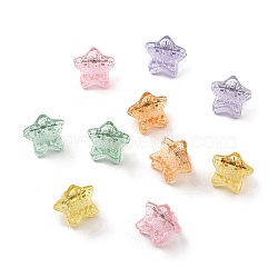 Kids Hair Accessories, Transparent Plastic Claw Hair Clips, with Glitter Powder, Star, Mixed Color, 17.5x19.5x20mm, 10pcs/card(PHAR-Z004-07)