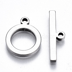 201 Stainless Steel Toggle Clasps, Nickel Free, Ring, Stainless Steel Color, Ring: 17x13.5x2mm, Hole: 1.8mm, Bar: 22x6x2mm, Hole: 1.8mm(X-STAS-Q241-008P-NF)