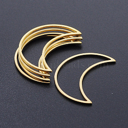 201 Stainless Steel Linking Rings, Laser Cut, Moon, Golden, 25.5x18x1mm, Inner Size: 24x8.5mm(STAS-S105-T944-2)