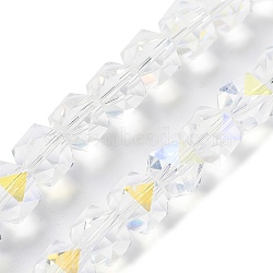 Electroplate Glass Beads Strands, AB Color Plated, Polygon, Clear AB, 9x9x9mm, Hole: 1.4mm, about 60pcs/strand, 22.44''(57cm)(EGLA-P057-01A-AB02)