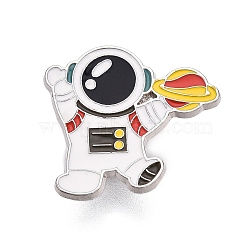 Spaceman Enamel Pins, Alloy Brooches for Backpack Clothes, Platinum, 28x30.5mm(JEWB-N001-19A-P)