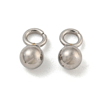 201 Stainless Steel Charms, Round Charm, Stainless Steel Color, 6x3x3mm, Hole: 1.6mm