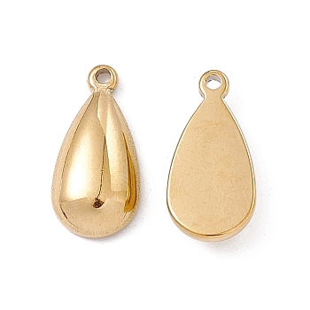 Ion Plating(IP) 304 Stainless Steel Pendants, Teardrop Charm, Real 18K Gold Plated, 17x8.5x3.5mm, Hole: 1.2mm