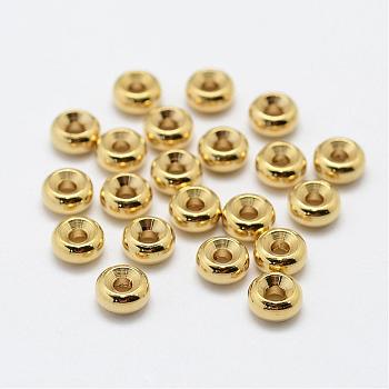 Brass Spacer Beads, Nickel Free, Donut, Raw(Unplated), 7x3mm, Hole: 2mm