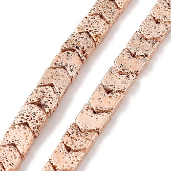 Electroplated Natural Lava Rock Beads Strands, Arrow, Rose Gold Plated, 7~8x6~6.5x2.8mm, Hole: 1mm, about 63pcs/strand, 15.28''(38.8cm)