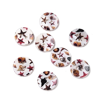 2-Hole Freshwater Shell Buttons, Flat Round, Coffee, 14x2mm, Hole: 2mm