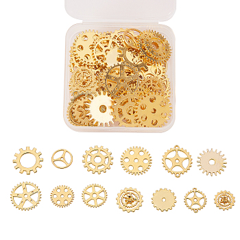 Alloy Pendants, Gear, for Jewelry Making, Golden, Golden, 10x5x1mm, Hole: 0.8mm, about 72pcs/bag,