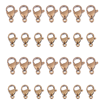40Pcs 2 Styles Tibetan Style 304 Stainless Steel Lobster Claw Clasps, Antique Bronze, 10~12x7.5~9.5x3.5~4mm, Hole: 1.5~2mm, about 20pcs/style