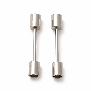 201 Stainless Steel Screw Clasps, Column, For Leather Cord Bracelets Making, Stainless Steel Color, 24x4mm, Inner Diameter: 3mm