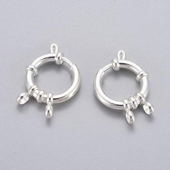 304 Stainless Steel Spring Ring Clasps, Ring, Silver Color Plated, 18x4.5mm, Hole: 3mm