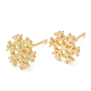Snowflake Alloy Stud Earrings for Women, with 304 Stainless Steel Steel Pin, Cadmium Free & Lead Free, Light Gold, 9.5x9mm