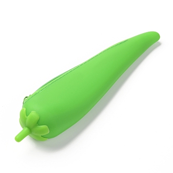 Silicone Imitation Vegetable  Shape Pen Bag, Stationery Storage Boxes for Pens, Pencils, Chili, Green, 22x4.8x4.2cm