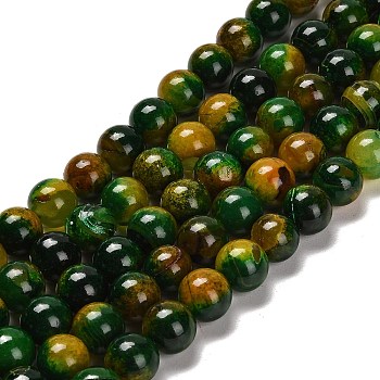 Natural Agate Beads Strands, Round, Dyed & Heated, Sea Green, 10~10.5mm, Hole: 1.4mm, about 38pcs/strand, 15.08~15.20''(38.3~38.6cm)