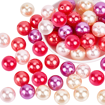 Elite 60Pcs 5 Colors Custom Resin Imitation Pearl Beads, Round, Mixed Color, 20mm, Hole: 2.6mm, 12pcs/color
