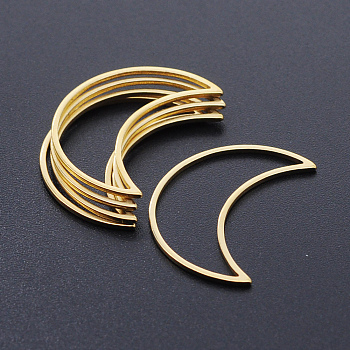 201 Stainless Steel Linking Rings, Laser Cut, Moon, Golden, 25.5x18x1mm, Inner Size: 24x8.5mm