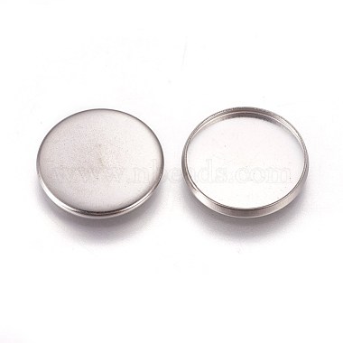 Stainless Steel Color Flat Round Stainless Steel Cabochon Settings
