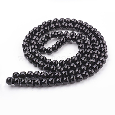 Black Glass Pearl Round Loose Beads For Jewelry Necklace Craft Making(X-HY-8D-B20)-2
