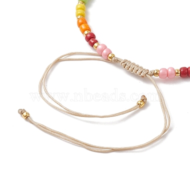 Colorful Glass Seed & Brass Braided Bead Bracelet(BJEW-JB10138-03)-4