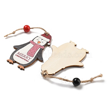 9pcs 3 ensemble de décorations de pendentif en bois de Noël de styles(WOOD-U004-01C)-3