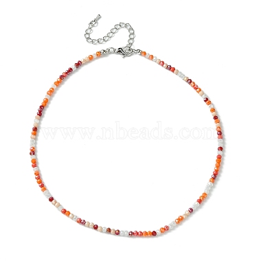 Faceted Rondelle Glass Beaded Necklace for Women(NJEW-M208-01G)-3