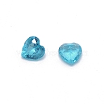 Glass Rhinestone Cabochons, DIY Accessories for Jewelry Pendant Making, Birthstone Color Style Rhinestone, Heart, Aquamarine, 4.5x4.8x2.7mm(GLAA-WH0028-22)