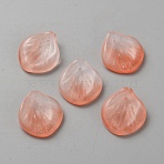 Transparent Lampwork Pendants, Camellia Petal Charms, Coral, 20x18x4.5mm, Hole: 1mm(LAMP-TAC0005-04A)