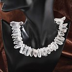 Natural Quartz Crystal Points Beaded Necklaces, with Alloy Clasps, Platinum, 19.29 inch(49cm)(G-H355-04P)