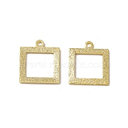 Brass Pendants, Cadmium Free & Lead Free, Textured, Rectangle Charm, Real 24K Gold Plated, 12x10x0.5mm, Hole: 1mm(KK-A172-55G)