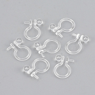 Plastic Clip-on Earring Findings, For Non-pierced Ears, Clear, 11x8.5x3mm, Pin: 1mm(KY-S155-09)