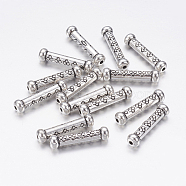 Tibetan Style Alloy Beads, Tube, Antique Silver, Lead Free & Cadmium Free & Nickel Free, 22x5.5mm, Hole: 1.5mm(X-LF10957Y-NF)
