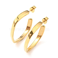 304 Stainless Steel Twist Rectangle Stud Earrings, Half Hoop Earrings for Women, Real 18K Gold Plated, 29x27.5x3.5mm, Pin: 0.6mm(EJEW-K244-17G)