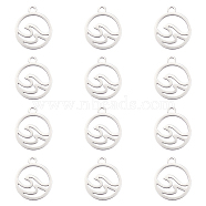 304 Stainless Steel Charms, Hollow, Mountain Alliance Eachother Pendant, Stainless Steel Color, 14x12x1mm, Hole: 1.5mm, 12pcs/box(STAS-UN0041-92)