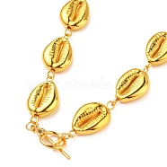 Cowrie Shell Shape Beaded Necklaces, with CCB Plastic Beads, Alloy Toggle Clasps, Golden, 17-3/4 inch(45cm)(NJEW-JN03133)