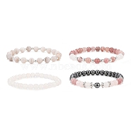 4Pcs 4 Style Natural & Synthetic Mixed Gemstone Round Beaded Stretch Bracelets Set for Women, Inner Diameter: 2-1/8 inch(5.3cm), 1Pc/style(BJEW-JB09113)