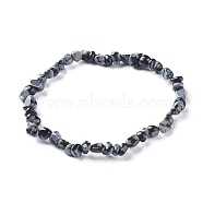 Natural Snowflake Obsidian Chip Beads Bracelet for Girl Women, Stone Stretch Bracelet, Inner Diameter: 1-7/8~2-1/4 inch(4.9~5.8cm)(BJEW-JB06748-05)